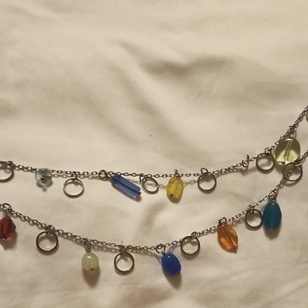 Lia Sophia Colorful Long Beaded Necklace Y2K Boho Rainbow